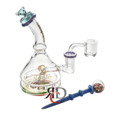 WATER PIPE HIPSTER PYRAMID BASE RIG, BANGER CAP & QUARTZ BANGER WP15012